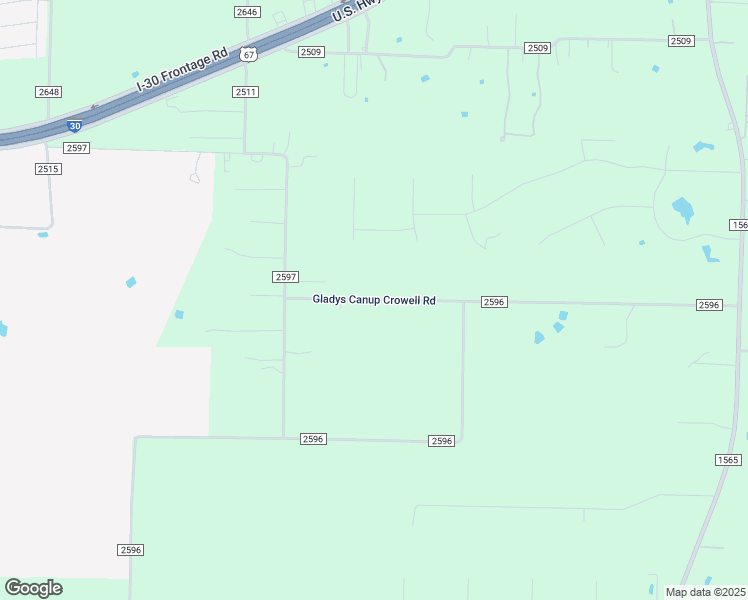 map of restaurants, bars, coffee shops, grocery stores, and more near Gladys Canup Crowell Road in Royse City
