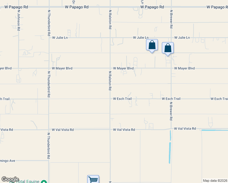 map of restaurants, bars, coffee shops, grocery stores, and more near 10545 North Ralston Road in Maricopa