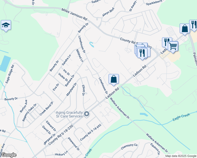 map of restaurants, bars, coffee shops, grocery stores, and more near 120 Tuscany Court in Ladson