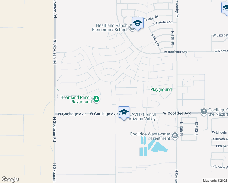 map of restaurants, bars, coffee shops, grocery stores, and more near 260 South 18 TH Street in Coolidge