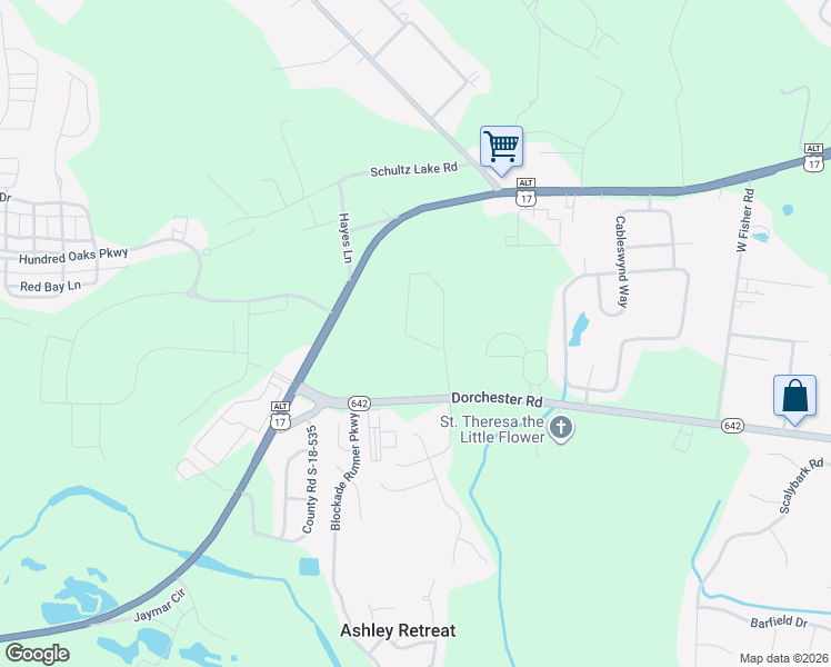 map of restaurants, bars, coffee shops, grocery stores, and more near 1 Residual Highway in Summerville