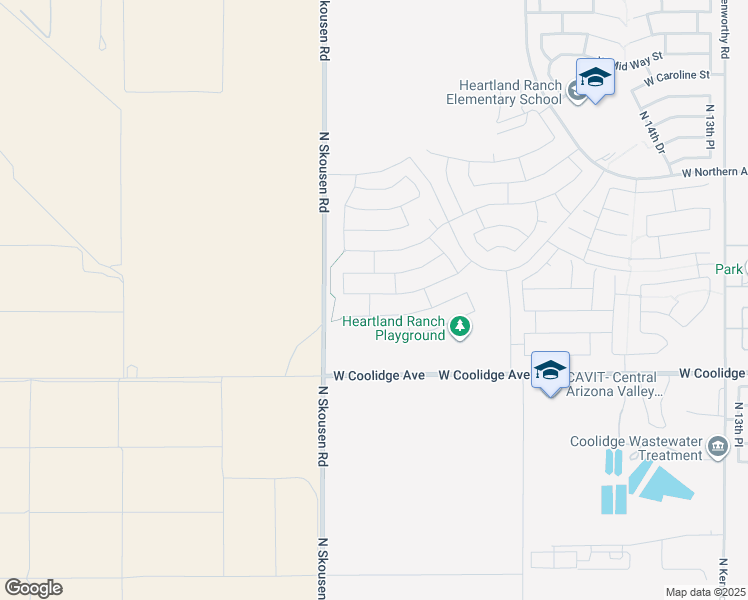 map of restaurants, bars, coffee shops, grocery stores, and more near 2239 West Central Avenue in Coolidge