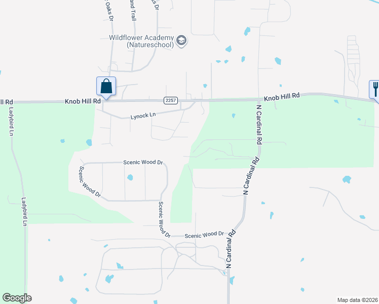 map of restaurants, bars, coffee shops, grocery stores, and more near 1421 Oaknoll Court in Azle