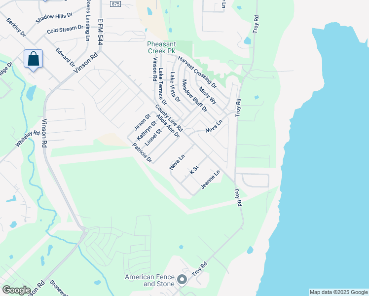 map of restaurants, bars, coffee shops, grocery stores, and more near 445 Neva Lane in Wylie