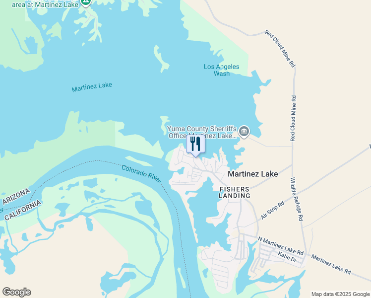 map of restaurants, bars, coffee shops, grocery stores, and more near 10376 East Bluegill Lane in Yuma