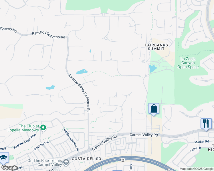 map of restaurants, bars, coffee shops, grocery stores, and more near Niemann Ranch Road in Fairbanks Ranch