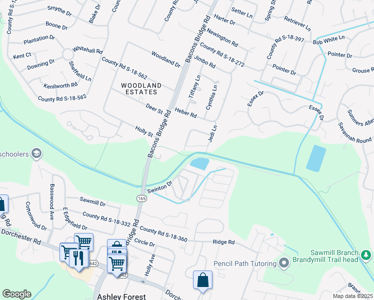 map of restaurants, bars, coffee shops, grocery stores, and more near 100 Magwood Drive in Summerville
