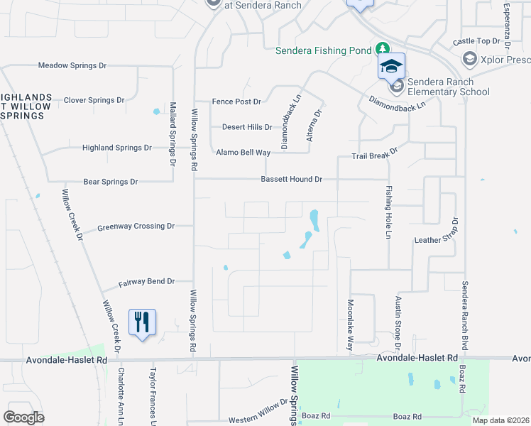 map of restaurants, bars, coffee shops, grocery stores, and more near 1541 Bassett Hound Drive in Haslet