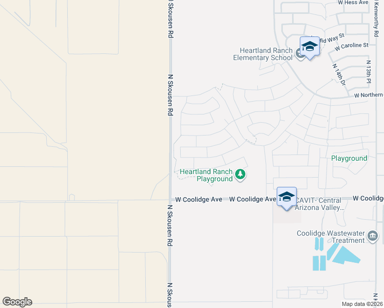 map of restaurants, bars, coffee shops, grocery stores, and more near 2239 West Central Avenue in Coolidge