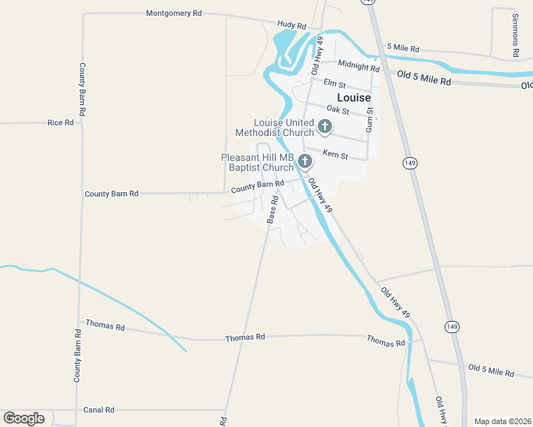 map of restaurants, bars, coffee shops, grocery stores, and more near 124 Bass Road in Louise