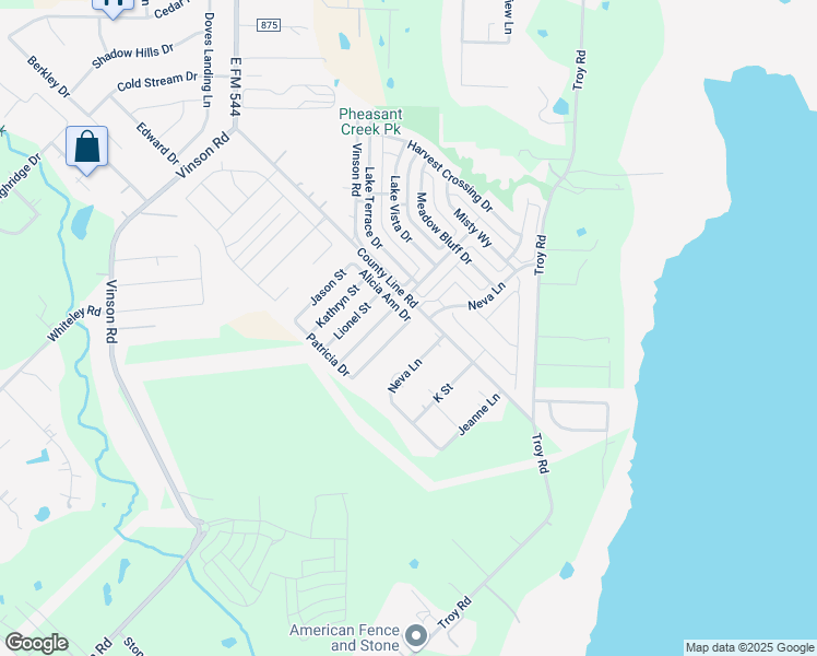 map of restaurants, bars, coffee shops, grocery stores, and more near 445 Neva Lane in Wylie