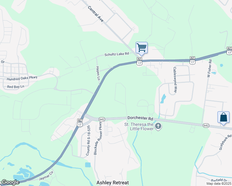 map of restaurants, bars, coffee shops, grocery stores, and more near 1 Residual Highway in Summerville