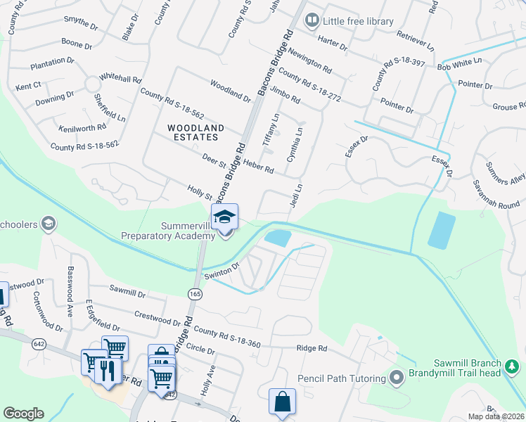 map of restaurants, bars, coffee shops, grocery stores, and more near 100 Magwood Drive in Summerville