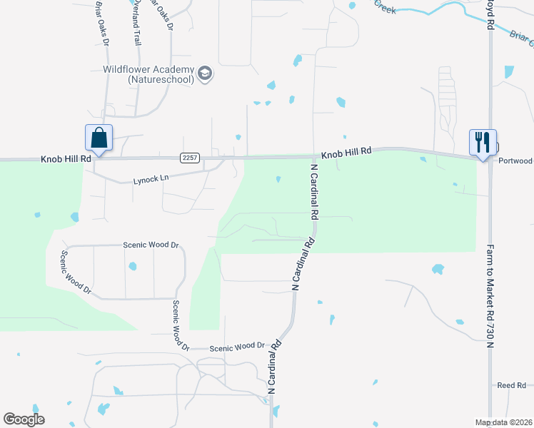 map of restaurants, bars, coffee shops, grocery stores, and more near 2756 North Cardinal Road in Azle
