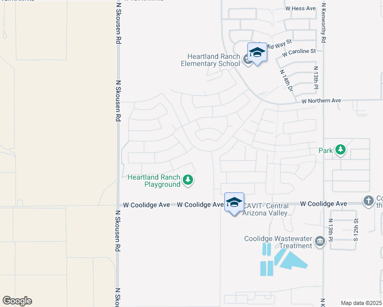 map of restaurants, bars, coffee shops, grocery stores, and more near 224 North 20th Street in Coolidge