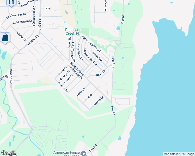map of restaurants, bars, coffee shops, grocery stores, and more near 3011 Meadow Bluff Drive in Wylie