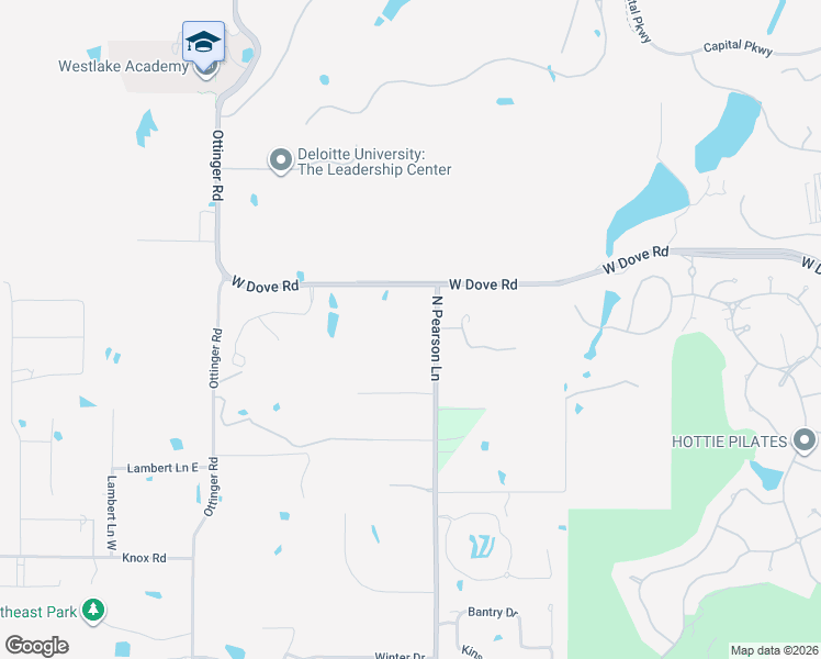 map of restaurants, bars, coffee shops, grocery stores, and more near 2810 Dove Road in Westlake