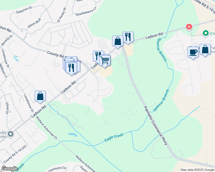 map of restaurants, bars, coffee shops, grocery stores, and more near 3820 Annapolis Way in Ladson