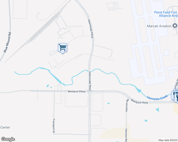map of restaurants, bars, coffee shops, grocery stores, and more near 170 Intermodal Parkway in Fort Worth