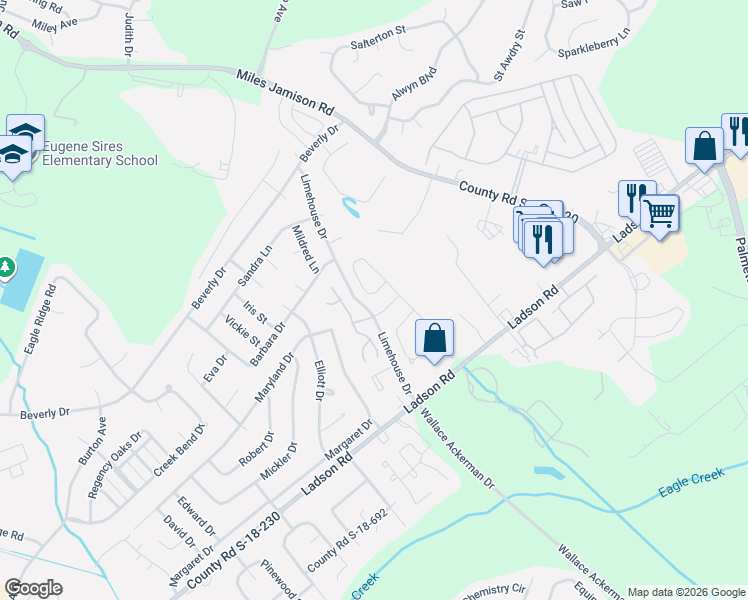 map of restaurants, bars, coffee shops, grocery stores, and more near 260 2 Pond Loop in Ladson
