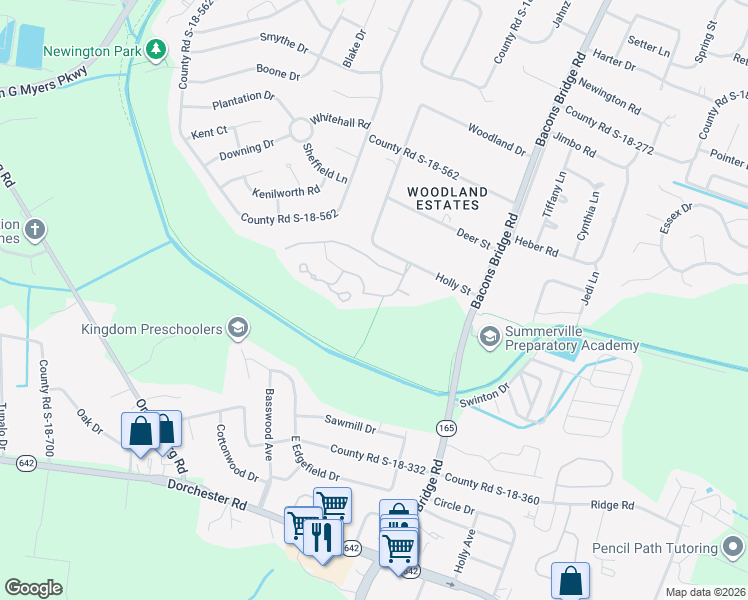 map of restaurants, bars, coffee shops, grocery stores, and more near 215 Arbor Oaks Drive in Summerville