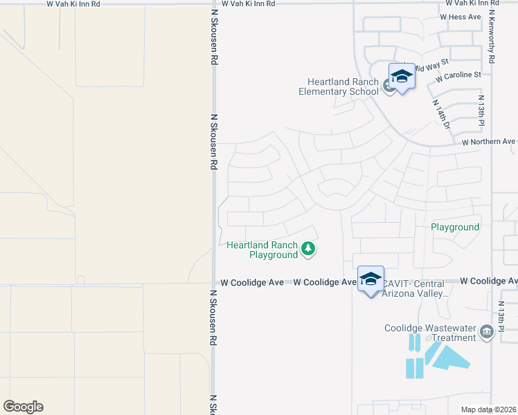 map of restaurants, bars, coffee shops, grocery stores, and more near 2210 West Broadway Avenue in Coolidge