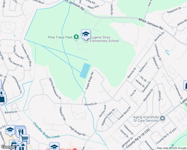 map of restaurants, bars, coffee shops, grocery stores, and more near 227 Eagle Ridge Road in Summerville