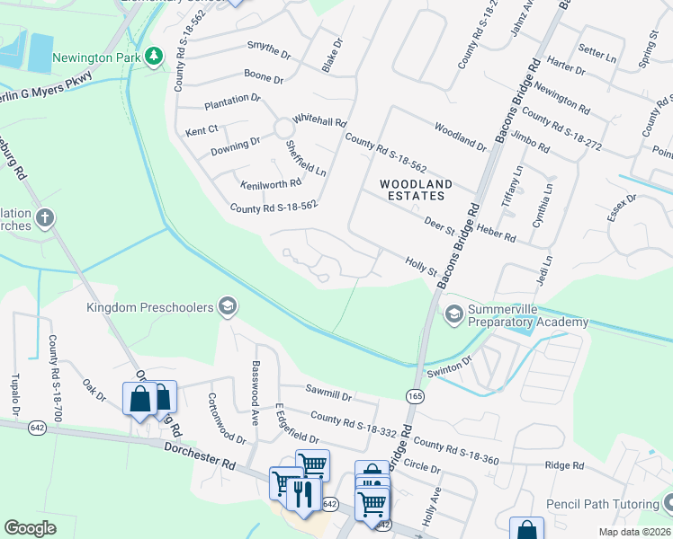map of restaurants, bars, coffee shops, grocery stores, and more near 301 Arbor Oaks Drive in Summerville