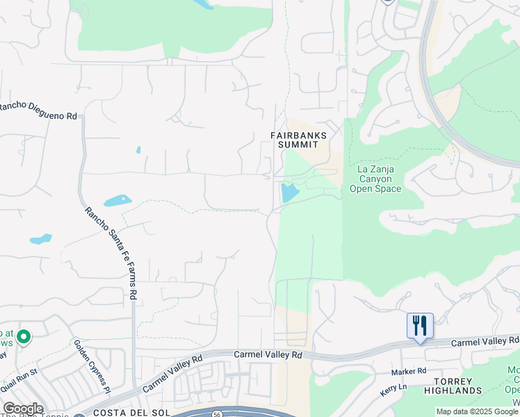 map of restaurants, bars, coffee shops, grocery stores, and more near 13327 Caminito Santo Tomas in Del Mar