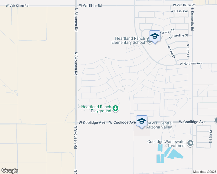 map of restaurants, bars, coffee shops, grocery stores, and more near 2114 West Broadway Avenue in Coolidge