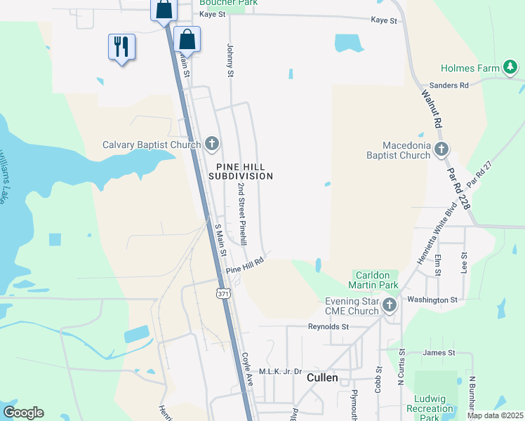 map of restaurants, bars, coffee shops, grocery stores, and more near 220 3rd Street Pinehill in Springhill