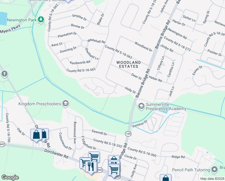 map of restaurants, bars, coffee shops, grocery stores, and more near 110 Arbor Oaks Drive in Summerville
