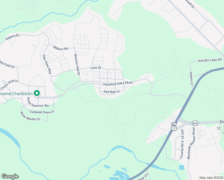 map of restaurants, bars, coffee shops, grocery stores, and more near 136 Red Bay Lane in Summerville