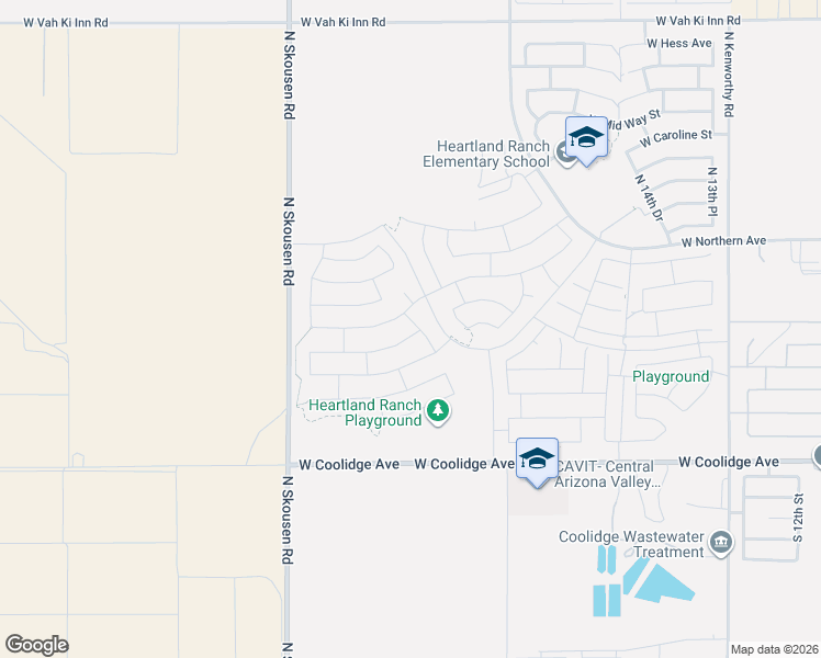 map of restaurants, bars, coffee shops, grocery stores, and more near 2114 West Broadway Avenue in Coolidge