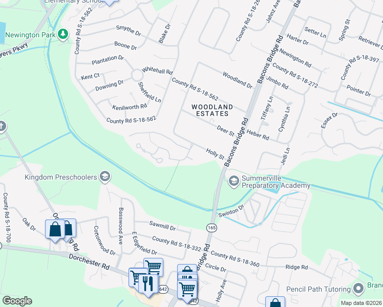 map of restaurants, bars, coffee shops, grocery stores, and more near 109 Arbor Oaks Drive in Summerville