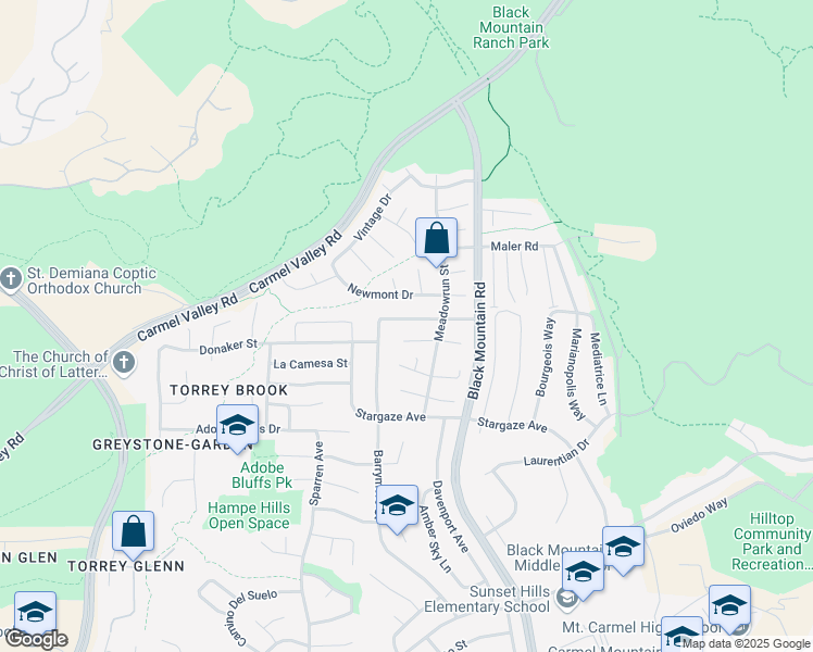 map of restaurants, bars, coffee shops, grocery stores, and more near 9065 Westvale Road in San Diego