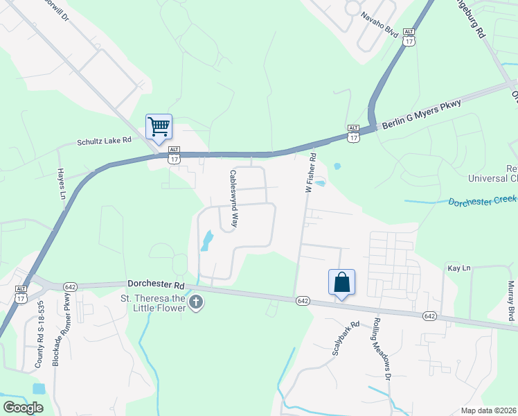 map of restaurants, bars, coffee shops, grocery stores, and more near 168 Highwoods Plantation Avenue in Summerville