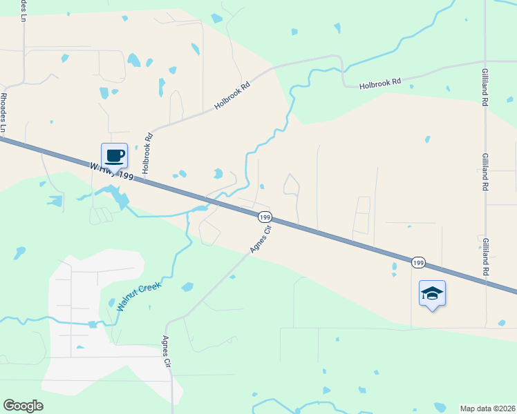map of restaurants, bars, coffee shops, grocery stores, and more near 3440 West Highway 199 in Springtown