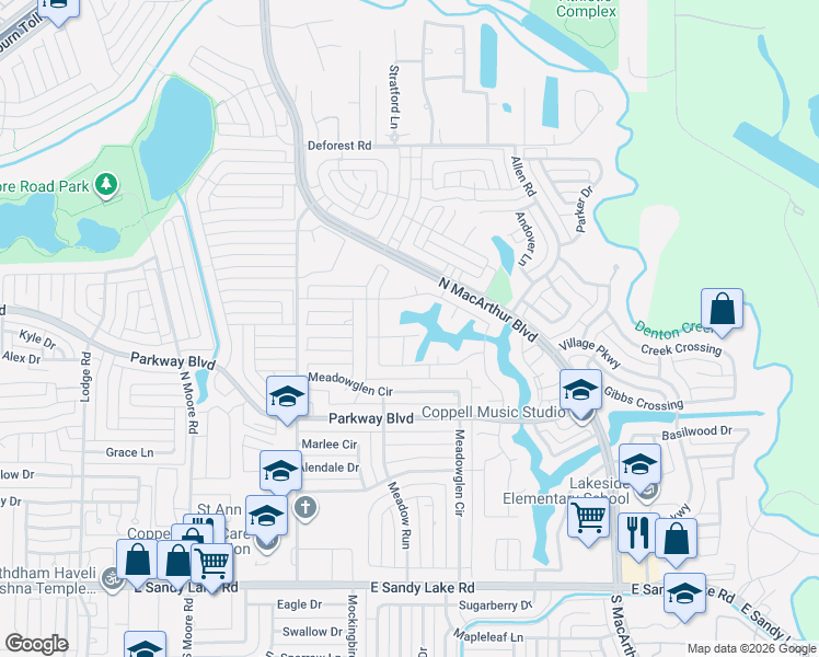 map of restaurants, bars, coffee shops, grocery stores, and more near 332 Island Bay Drive in Coppell