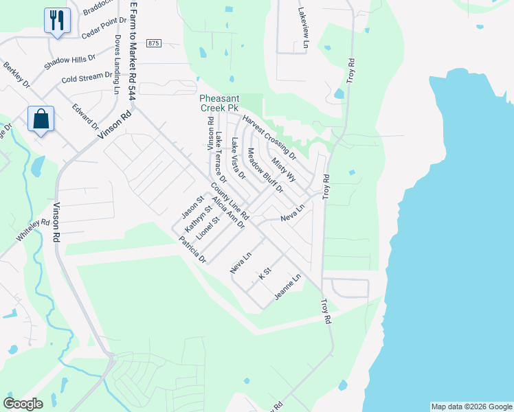 map of restaurants, bars, coffee shops, grocery stores, and more near 1600 Pheasant Creek Drive in Wylie