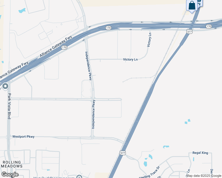 map of restaurants, bars, coffee shops, grocery stores, and more near 13600 Independence Parkway in Fort Worth