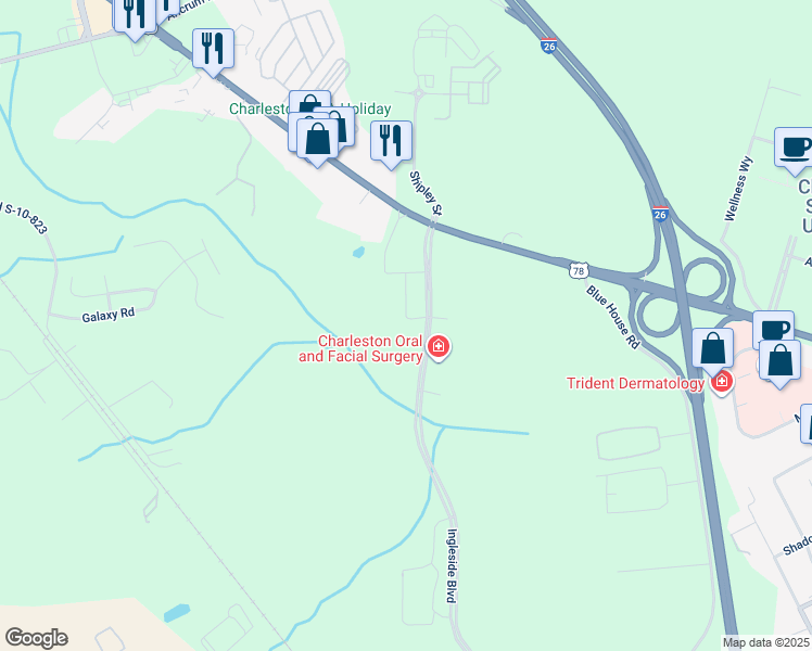map of restaurants, bars, coffee shops, grocery stores, and more near 9421 U.S. 78 in Ladson