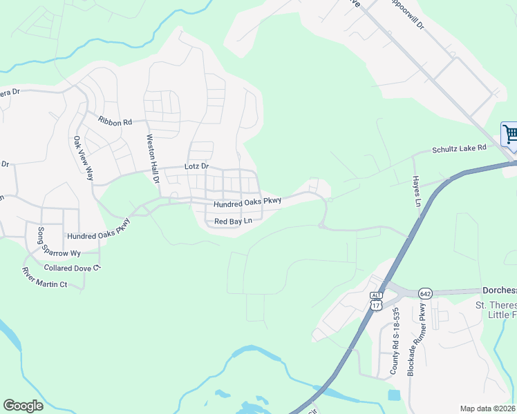 map of restaurants, bars, coffee shops, grocery stores, and more near 109 Red Bay Lane in Summerville