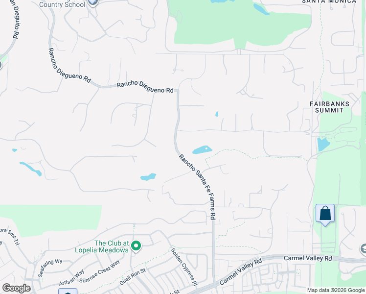 map of restaurants, bars, coffee shops, grocery stores, and more near 14616 Rancho Santa Fe Farms Road in Rancho Santa Fe