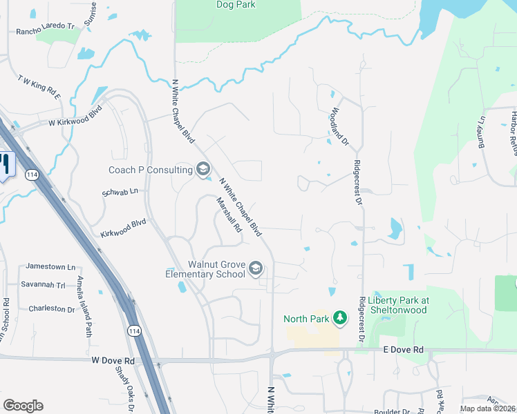 map of restaurants, bars, coffee shops, grocery stores, and more near 2825 North White Chapel Boulevard in Southlake