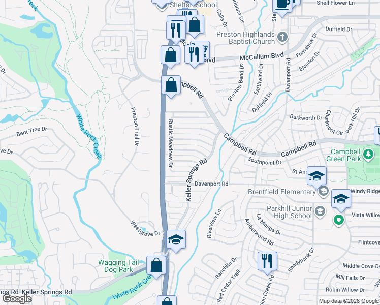 map of restaurants, bars, coffee shops, grocery stores, and more near 6010 Daven Oaks Drive in Dallas
