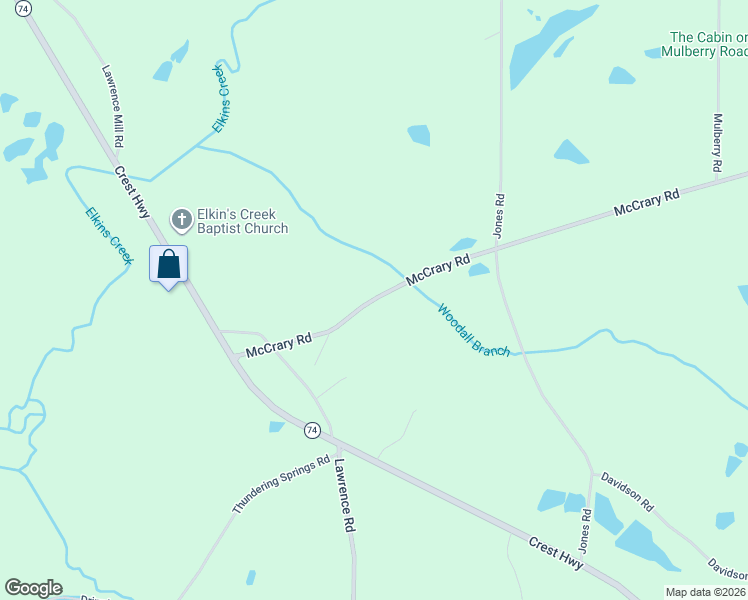 map of restaurants, bars, coffee shops, grocery stores, and more near 181 McCrary Road in Molena