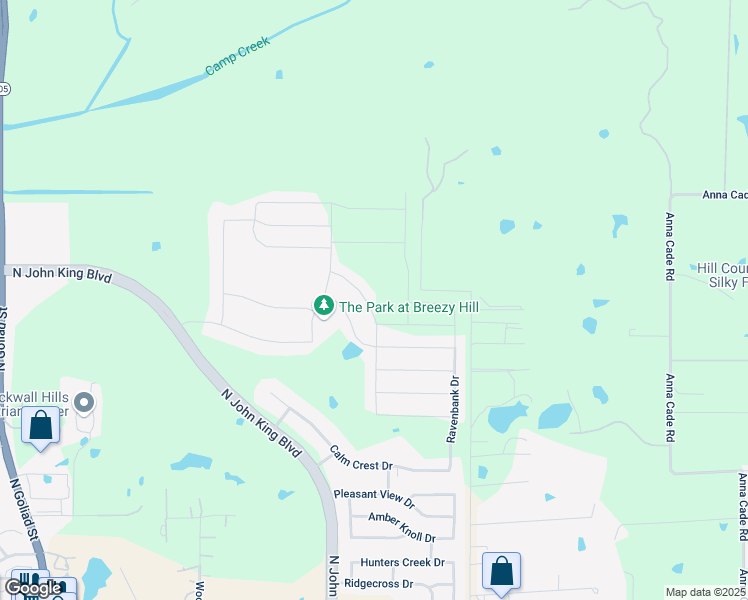 map of restaurants, bars, coffee shops, grocery stores, and more near 1027 Breezy Hill Lane in Rockwall
