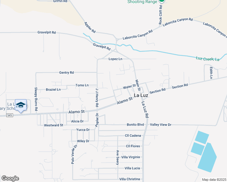 map of restaurants, bars, coffee shops, grocery stores, and more near Kearney Street in La Luz