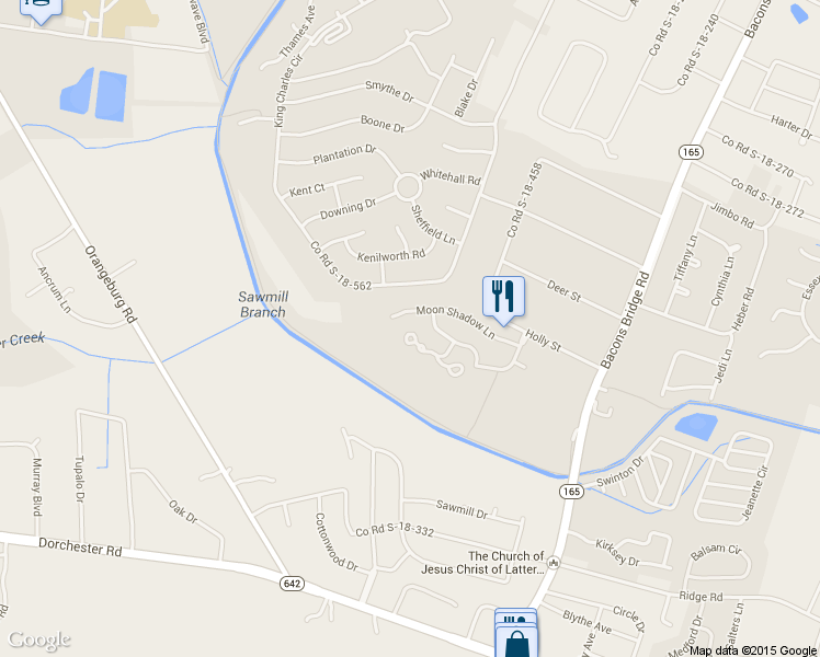 map of restaurants, bars, coffee shops, grocery stores, and more near 302 Twin Tree Drive in Summerville